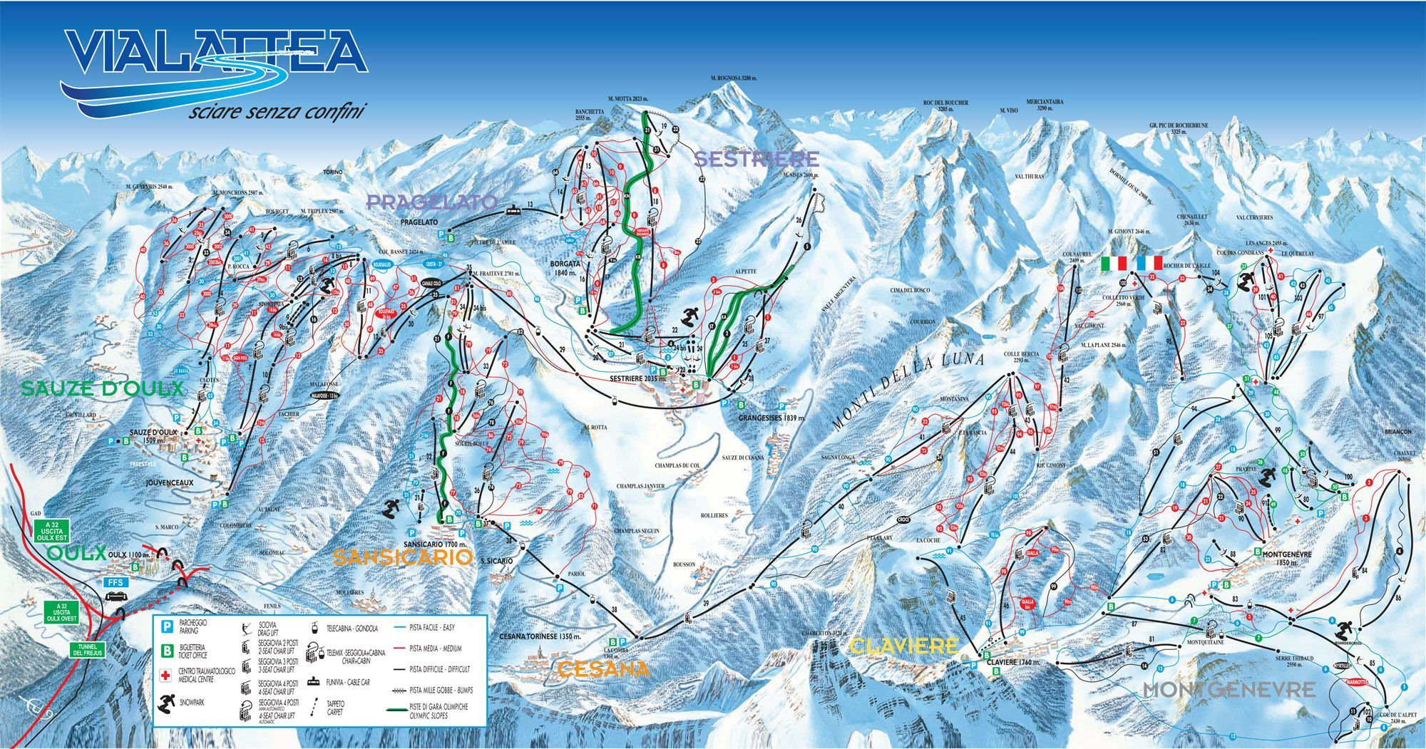 Claviere Piste Map